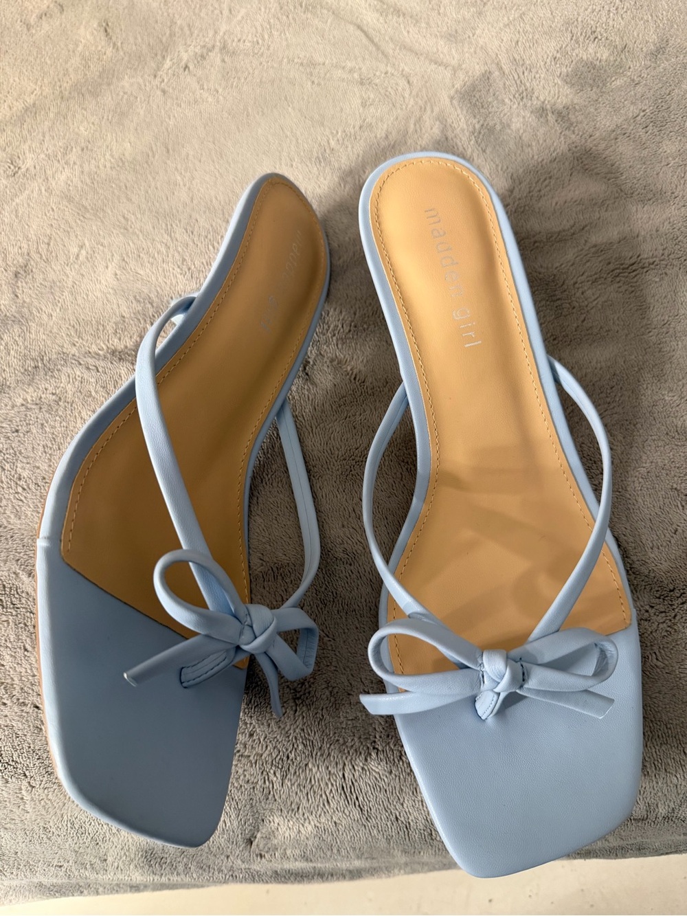 Madden Girl Light Blue Bow Square-Toe mule heels